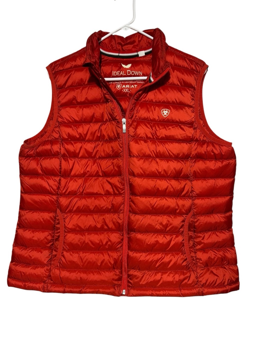 Ariat Ideal Down Vest Women Size XXL Orange Quilted Puffer Fall Winter Cozy